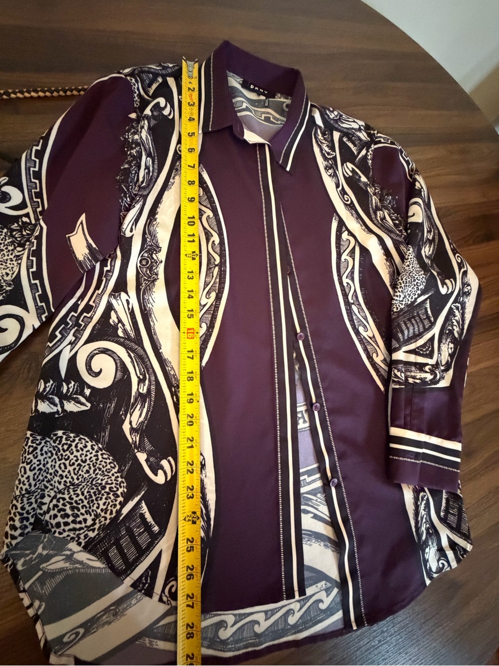 DKNY Purple and White Graphic Button-Down Shirt - Picture 7 of 15